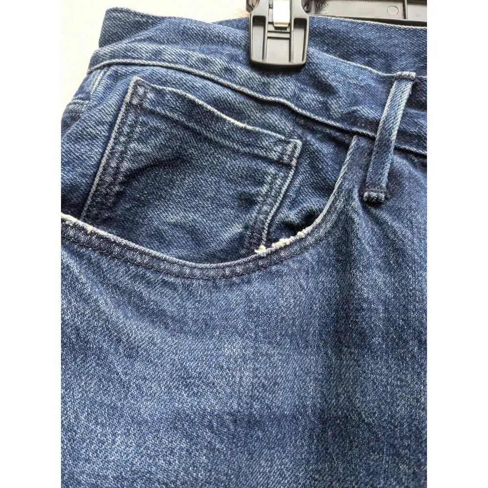 3x1 NYC Revolve Jeans Straight Fringe Frayed Hem Button Fly High Rise Denim S 31
